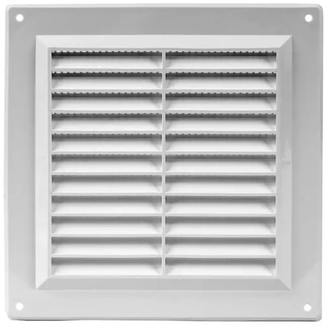 Fyrkantigt ventilationsgaller med galler 150x150 mm, vit  - VR1550