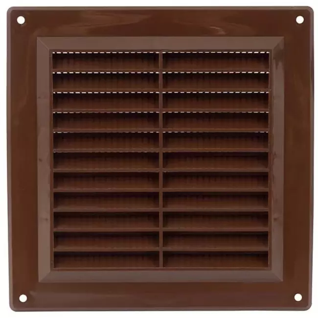 Fyrkantigt ventilationsgaller med galler 150x150 mm, brunt - VR1550B