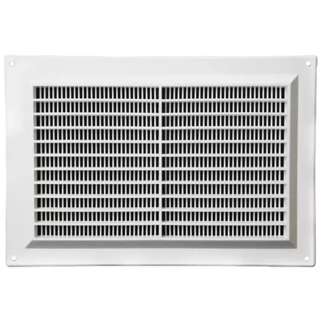 Rektangulärt ventilationsgaller med galler 250x170, vit  - VR2517