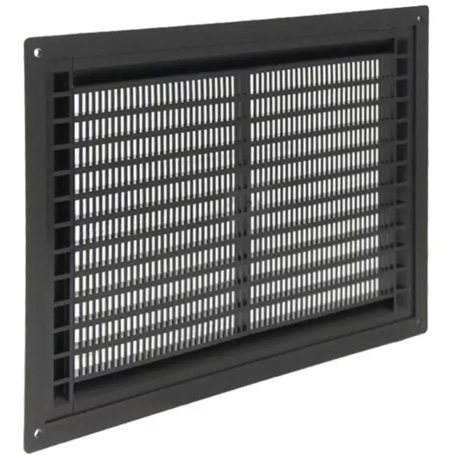 Rektangulärt ventilationsgaller med galler 250x170 , svart - VR2517M