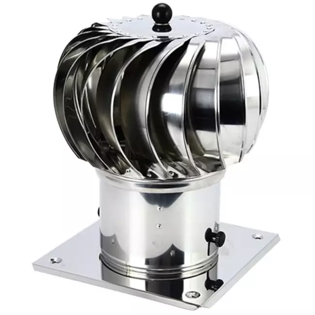 Vinddriven takfläkt Cowl 250 mm RVS inklusive takplåt – 180 m3/h