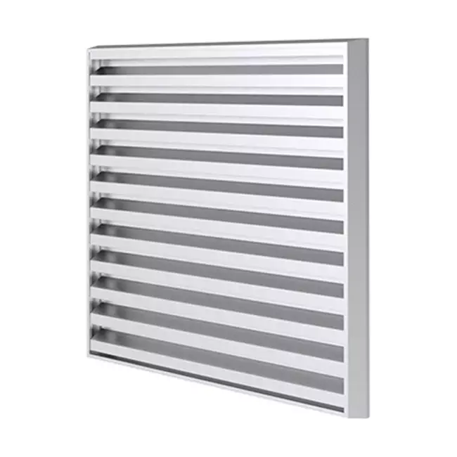 Ytterväggsgaller 300 x 300 aluminium med fasta fläktblad