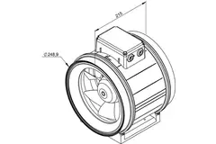 Ruck ETAMASTER rörfläkt med EC-motor 1780m³/h - Ø 250 mm + manövrering potentiometer 10 kO