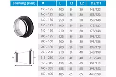 Thermoduct 13 mm reducerare 280-180 mm isolerad