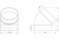 Rund 45° böj av plast, diameter: 100 mm AL100-45