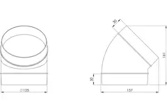 Rund 45° böj av plast, diameter: 125 mm AL125-45