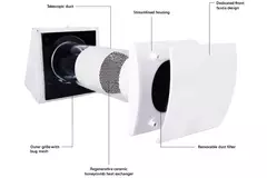 Decentraliserad WTW HRU vägg Ø150 med fjärrkontroll - 60 m³/h - HRU-WALL-RC-150-60-PEG