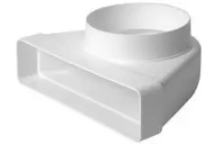 Rektangulär böj av plast vertikal 90° Ø 125 mm - 220x90 mm KLD29-125