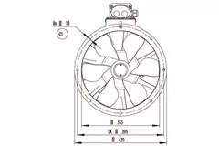 Axial 355 mm rektangulär in-line extraktion - AL 355 D2 01