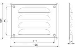 Fyrkantigt ventilationsgaller av metall 140x105 mm zink - MR14105Zn