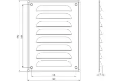 Fyrkantigt ventilationsgaller av metall 140x190 mm, brunt - MR1419B