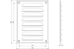 Fyrkantigt ventilationsgaller av metall 140x190 mm, brunt - MR1419B