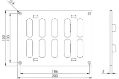 Justerbart metallgaller 200x150, svart - MR2015RM - RAL9005