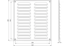 Fyrkantigt ventilationsgaller av metall 260x280 mm koppar - MR2628Cu