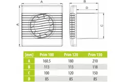 Badrumsfläkt Ø 150 mm vit – pRim150S