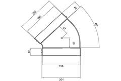 Wavin Ventiza Böj 45 grader PVC oval 195x80 mm horisontell M/M