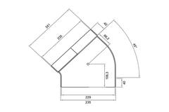 Wavin Ventiza Böj 45 grader PVC oval 235x80 mm horisontell M/S