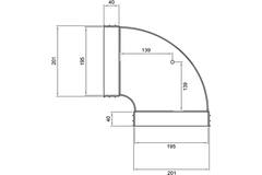 Wavin Ventiza Böj 90 grader PVC oval 195x80 mm horisontell M/M