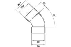 Wavin Ventiza Böj 45 grader PVC oval 235x80 mm vertikal M/S