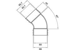 Wavin Ventiza Böj 45 grader PVC oval 195x80 mm vertikal M/M