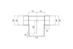Wavin Ventiza T-stycke PVC oval 195x80x100 mm med diameter 125 mm M/M/M