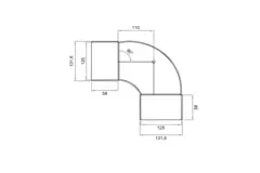 Wavin Ventiza 90 grader Böj PVC rund 125 mm M/M