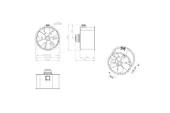 Axial 1120 mm rökgasfläkt med kanal F300- AL 1120 D6 F3 03 CFG
