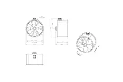 Axial 1120 mm rökgasfläkt med kanal F300- AL 1120 D6 F3 02 CFG