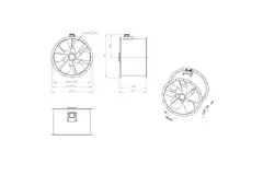Axial 900 mm rökgasfläkt med kanal F300- AL 900 D4 F3 02 CFG