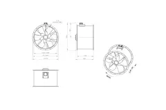 Axial 900 mm rökgasfläkt med kanal F300- AL 900 D6 F3 01 CFG