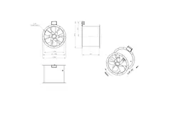Axial 500 mm rökgasfläkt med kanal F300- AL 500 D4 F3 01 CFG