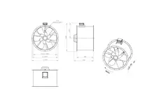 Axial 900 mm rökgasfläkt med kanal F300- AL 900 D4 F3 03 CFG
