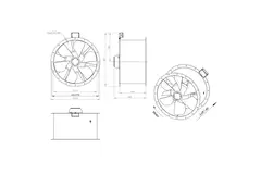 Axial 710 mm rökgasfläkt med kanal F300- AL 710 D6 F3 01 CFG