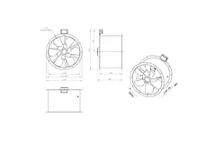 Axial 630 mm rökgasfläkt med kanal F400 - AL 630 D4 F4 03 CFG