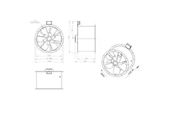 Axial 630 mm rökgasfläkt med kanal F400 - AL 630 D4 F4 01 CFG