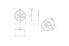 Axial 630 mm rökgasfläkt med kanal F400 - AL 630 D84U F4 01 CFG