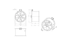Axial 630 mm rökgasfläkt med kanal F400 - AL 630 D6 F4 01 CFG