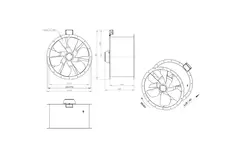 Axial 710 mm rökgasfläkt med kanal F300- AL 710 D4 F3 02 CFG