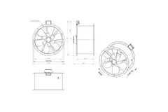 Axial 710 mm rökgasfläkt med kanal F400 - AL 710 D4 F4 02 CFG
