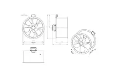 Axial 710 mm rökgasfläkt med kanal F400 - AL 710 D4 F4 03 CFG