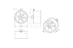 Axial 710 mm rökgasfläkt med kanal F400 - AL 710 D84U F4 02 CFG
