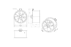 Axial 710 mm rökgasfläkt med kanal F400 - AL 710 D6 F4 01 CFG