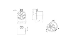Axial 450 mm rökgasfläkt med kanal F400 - AL 450 D42U F4 01 CFG