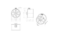 Axial 900 mm rökgasfläkt med kanal F400 - AL 900 D4 F4 03 CFG