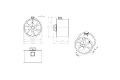 Axial 900 mm rökgasfläkt med kanal F400 - AL 900 D4 F4 05 CFG