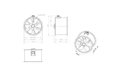 Axial 900 mm rökgasfläkt med kanal F400 - AL 900 D84U F4 01 CFG