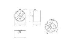 Axial 900 mm rökgasfläkt med kanal F400 - AL 900 D6 F4 02 CFG