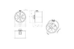 Axial 900 mm rökgasfläkt med kanal F400 - AL 900 D6 F4 03 CFG