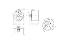 Axial 900 mm rökgasfläkt med kanal F300- AL 900 D4 F3 05 CFG
