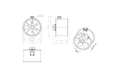 Axial 900 mm rökgasfläkt med kanal F400 - AL 900 D4 F4 04 CFG